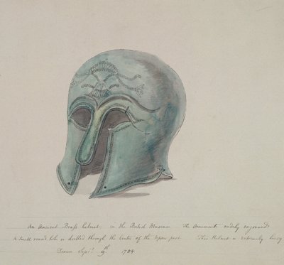 Gammel messinghjelm fra British Museum, Holborn, London, 1784 af William Angus