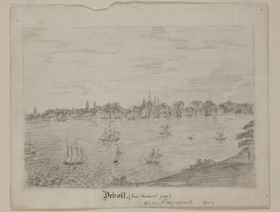 Detroit, ca. 1837 (grafitblyant på hvidt papir) af William Asa Raymond