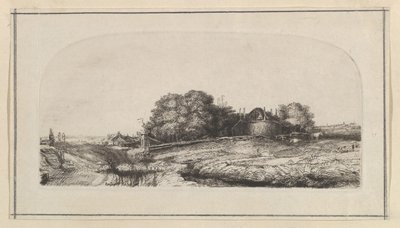 Landskab med en hølade og en fåreflok kopi, 1750-1810. af William Baillie