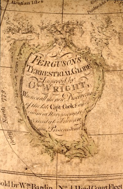 Kartouche i det nordlige Stillehav, ca. 1795 (papmaché, graveret kobberplade, messing, træ, papir) af William Bardin