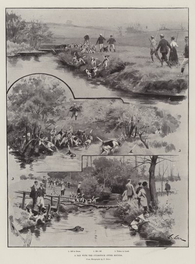 En dag med Culmstock Otter Hounds af William Barnes Wollen