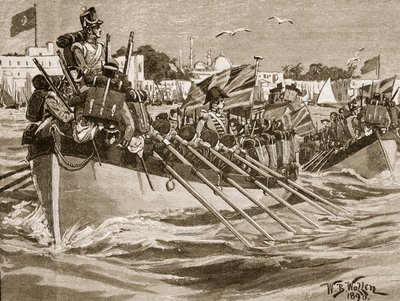 De britiske troppers afgang fra Alexandria, 1807, illustration fra 