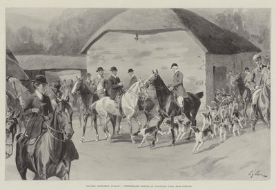 Hounds, Gentlemen, Please, unkennelling Hounds at Cloutsham Farm, near Porlock af William Barnes Wollen