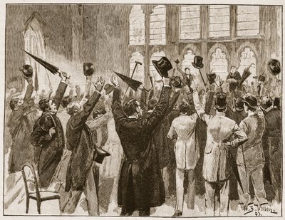 Jingo-møde i Guildhall, London, 1878, illustration fra "Cassell
