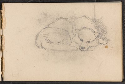Skitse af en sovende hund, 1879 ca af William Barnes Wollen
