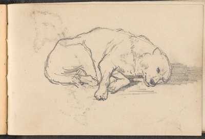 Skitse af en sovende hund, 1879 ca af William Barnes Wollen