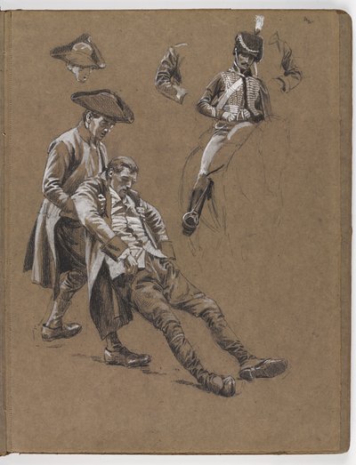 Studie til oliemaleriet af William Barns Wollen, ?Slaget ved Lexington 1775? af William Barnes Wollen