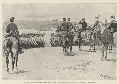 Efterårsmanøvrerne, Sir Evelyn Wood inspicerer Highland Light Infantry ved Aldershot af William Barnes Wollen