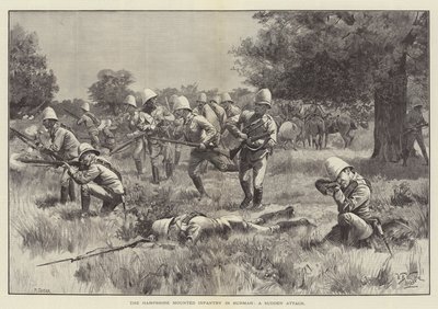 Hampshire Mounted Infantry i Burmah, et pludseligt angreb af William Barnes Wollen