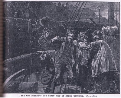 Pøbelen går om bord på et kornskib i Garry Kennedy AD 1841 af William Barnes Wollen