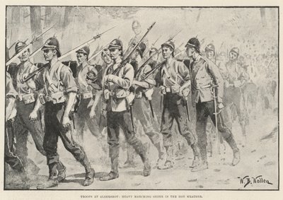 Tropper ved Aldershot, Heavy Marching Order i det varme vejr af William Barnes Wollen