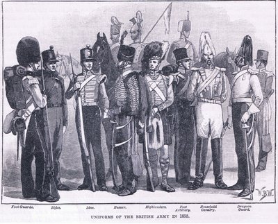 Uniformer fra den britiske hær i 1855 e.Kr af William Barnes Wollen