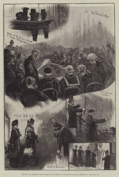 Valg af repræsentanter for jævnaldrende for Skotland i Holyrood Palace, Edinburgh af William Bazett Murray