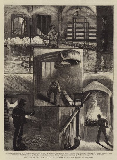 Skitser i Ventilationsafdelingen under Underhuset af William Bazett Murray