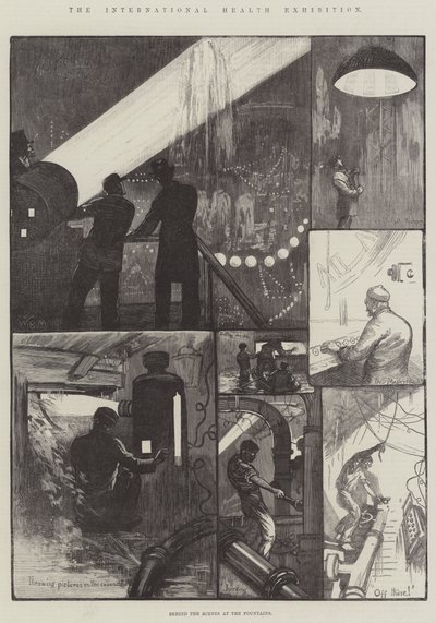 Den internationale sundhedsudstilling, bag kulisserne ved springvandene af William Bazett Murray
