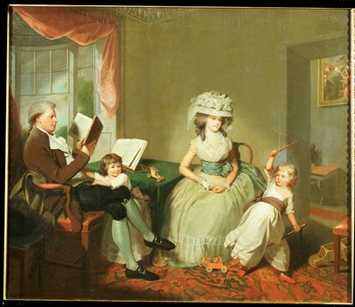 Et gruppeportræt af hr. og fru Hayward med deres børn, Mathilda og George, ca. 1789 af William Beechey