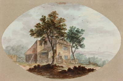 Hus på landet (blyant og akvarel på papir) af William Beilby