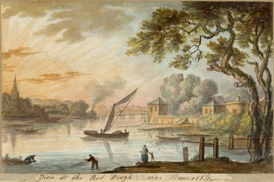 Udsigt over Red Heugh nær Newcastle (blyant og akvarel på papir) af William Beilby