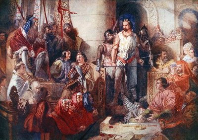 Retssagen mod Sir William Wallace (ca. 1272-1305) i Westminster, illustration fra 