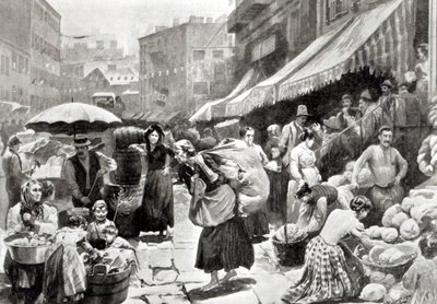 Mulberry Bend Italian Colony i New York, illustration i magasinet "Harper