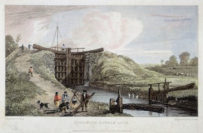 Dudgrove dobbeltsluse over Lechlade, Thames og Severn Canal, 1814 af William Bernard Cooke