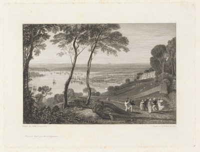 Plymouth Dock, fra Mount Edgecumbe af William Bernard Cooke
