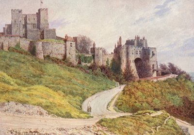 Dover Slot fra Castle Hill (farvelitografi) af William Biscombe Gardner