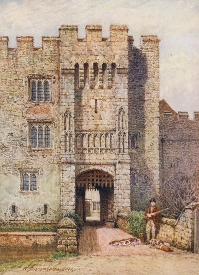 Indgang til Hever Castle (farvelitografi) af William Biscombe Gardner