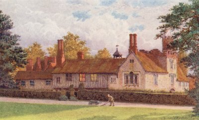 Ightham Mote fra terrassen (farvelitografi) af William Biscombe Gardner