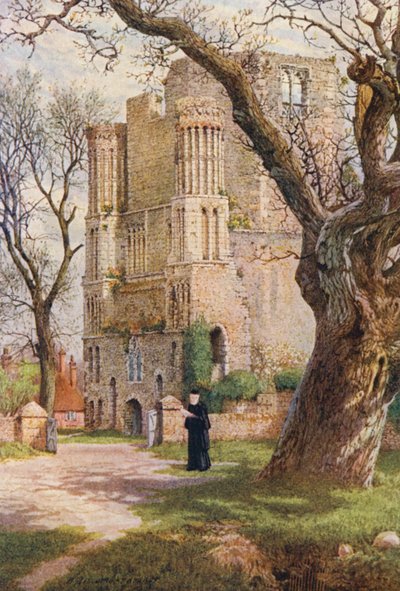 Malling Abbey (farvelitografi) af William Biscombe Gardner