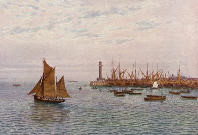 Margate havn (farvelitografi) af William Biscombe Gardner