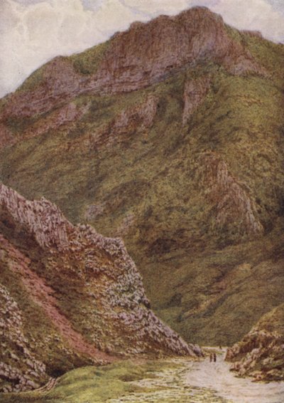 The Lion Rock i Winnats, mellem Castleton og Edale (farve litho) af William Biscombe Gardner