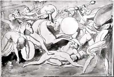 Kampscene (pen og blæk) (s/h foto) af William Blake