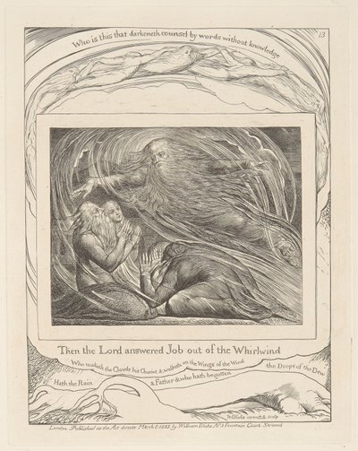 Jobs Bog, Plade 13, Herren, der svarer Job ud af hvirvelvinden af William Blake