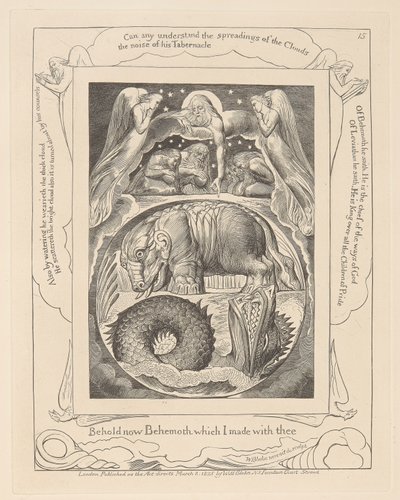 Jobs Bog, Plade 15, Behemoth og Leviatan af William Blake