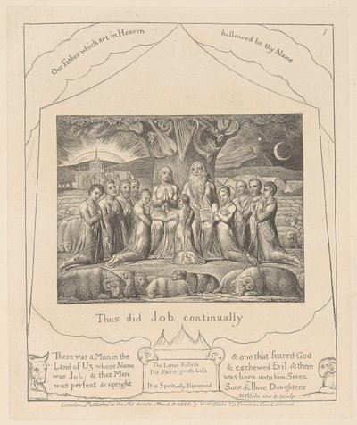 Jobs Bog, Plade 1, Job og hans familie af William Blake