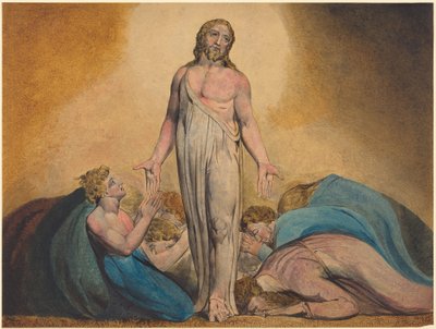 Kristus viser sig for sine disciple efter opstandelsen, ca. 1795 (tryk med akvarel og tempera) af William Blake