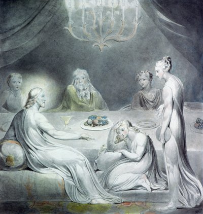 Kristus i Marta og Marias hus eller Den angrende Magdalene af William Blake