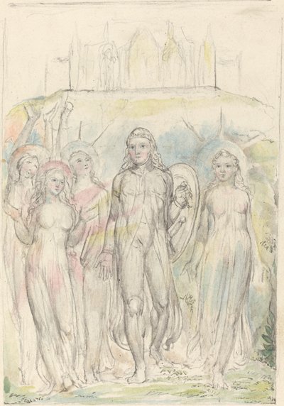 Christian med troens skjold, tager afsked med sine ledsagere af William Blake