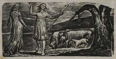 Colinet Departs in Sorrow: Riven Trunk til højre, fra The Pastorals of Virgil af William Blake