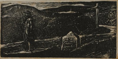 Colinets rejse: Milepæl markeret LXII Miles to London, fra Virgils Pastoraler af William Blake