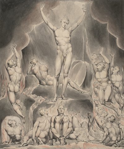 Illustration 1 til Miltons "Paradise Lost": Satan kalder sine legioner op af William Blake