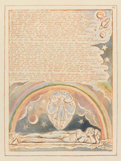 Jerusalem, Tallerken 14, Et hår eller en støvpartikel.... af William Blake