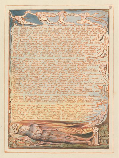 Jerusalem, tallerken 19, hans børn blev eksileret fra hans bryst .... af William Blake