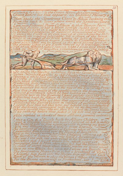 Jerusalem, plade 33, vender ryggen til det guddommelige syn .... af William Blake