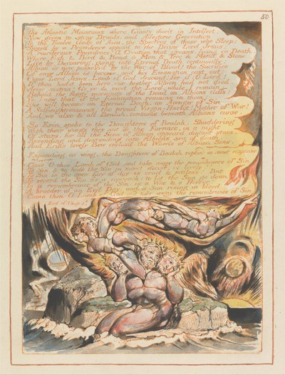 Jerusalem, Plate 50, The Atlantic Mountains .... af William Blake
