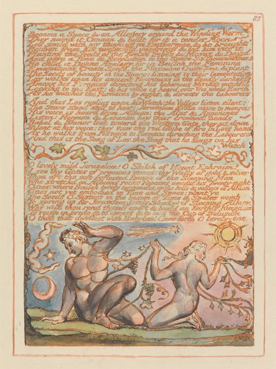 Jerusalem, plade 85, blev et rum og en allegori .... af William Blake