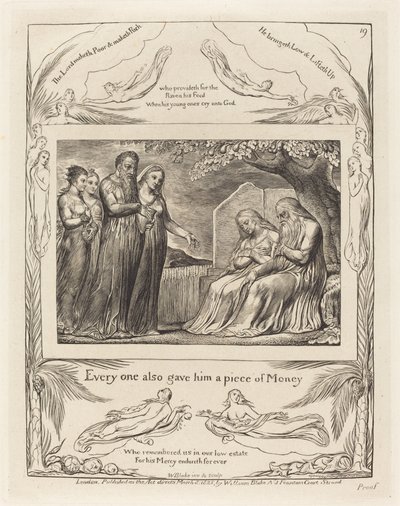 Job, der accepterer velgørenhed af William Blake