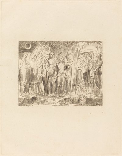 Job og hans familie genoprettet til velstand af William Blake
