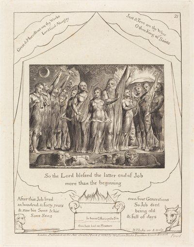 Job og hans kone genoprettet til velstand af William Blake